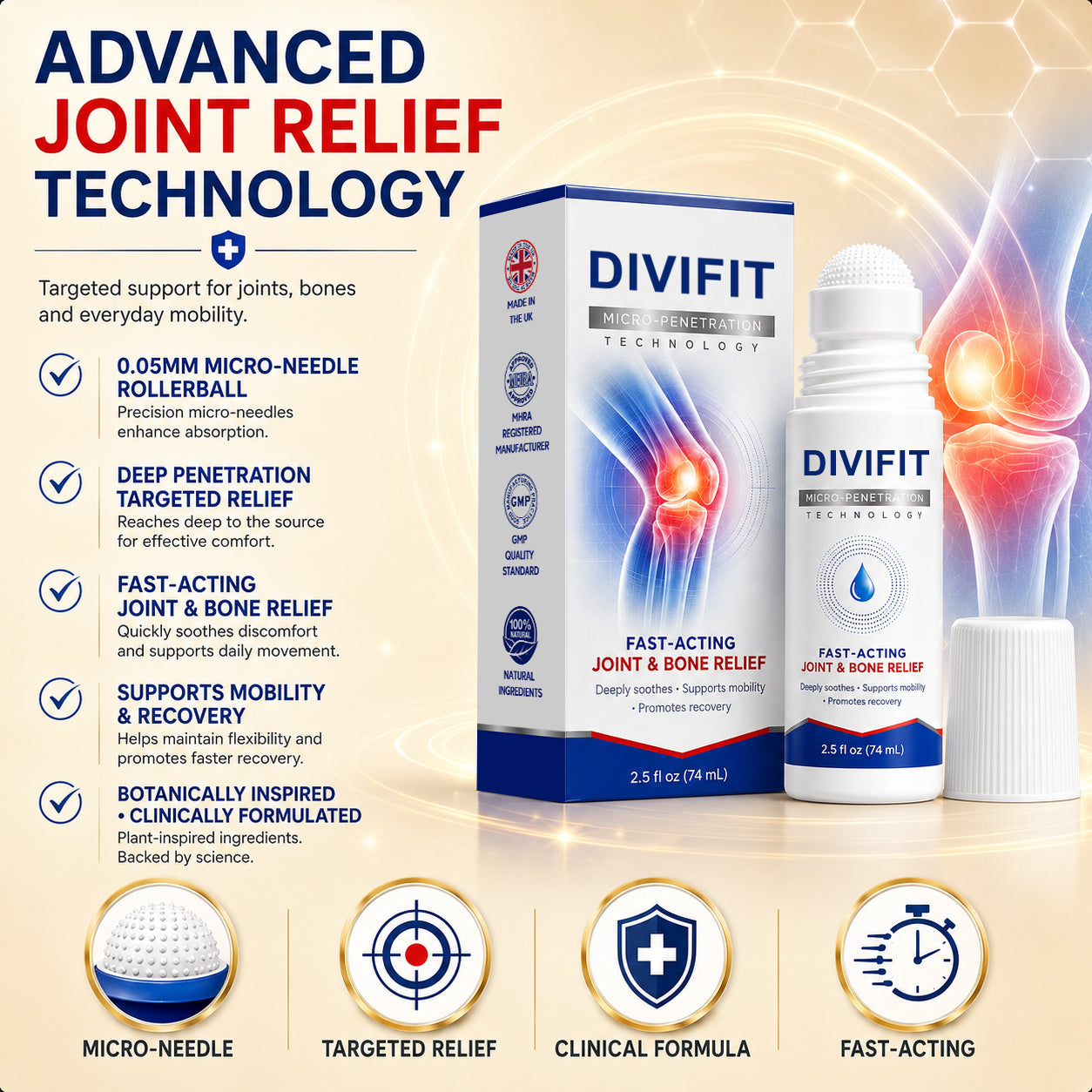 Divifit® 0.05mm Micro-Needle Bone & Joint Recovery Roller
