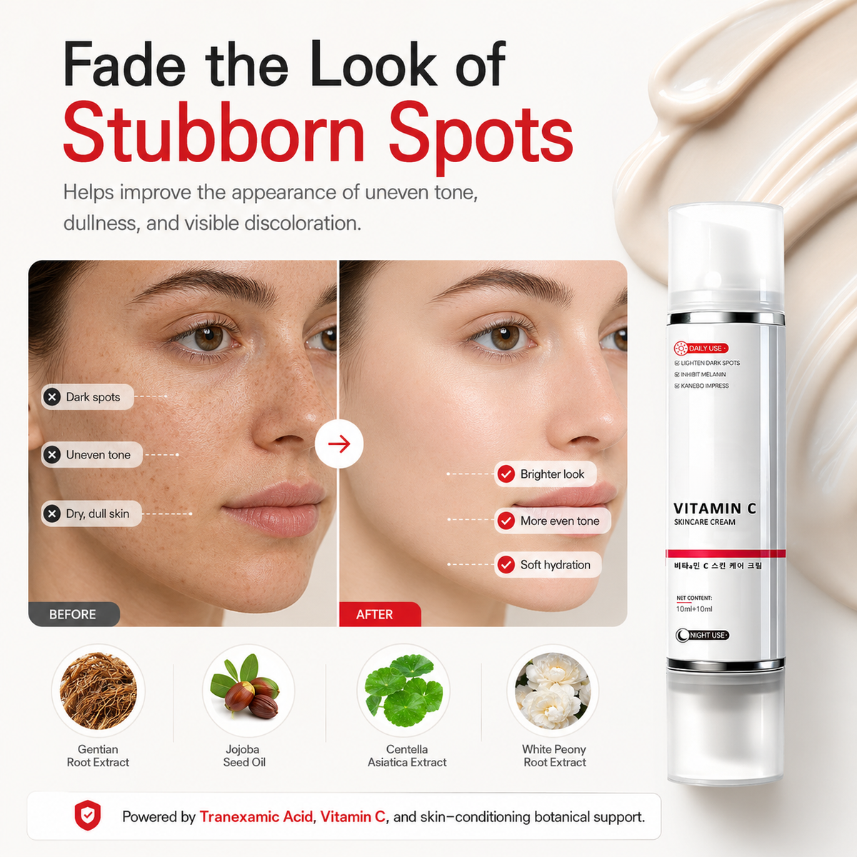🎉Halloween Sale🎉 Tranexamic Acid Vitamin C Face Cream – Spot Fading & Skin Brightening Daily